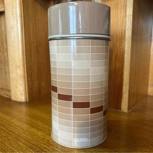 Thermos Beige and Brown Striped Flask